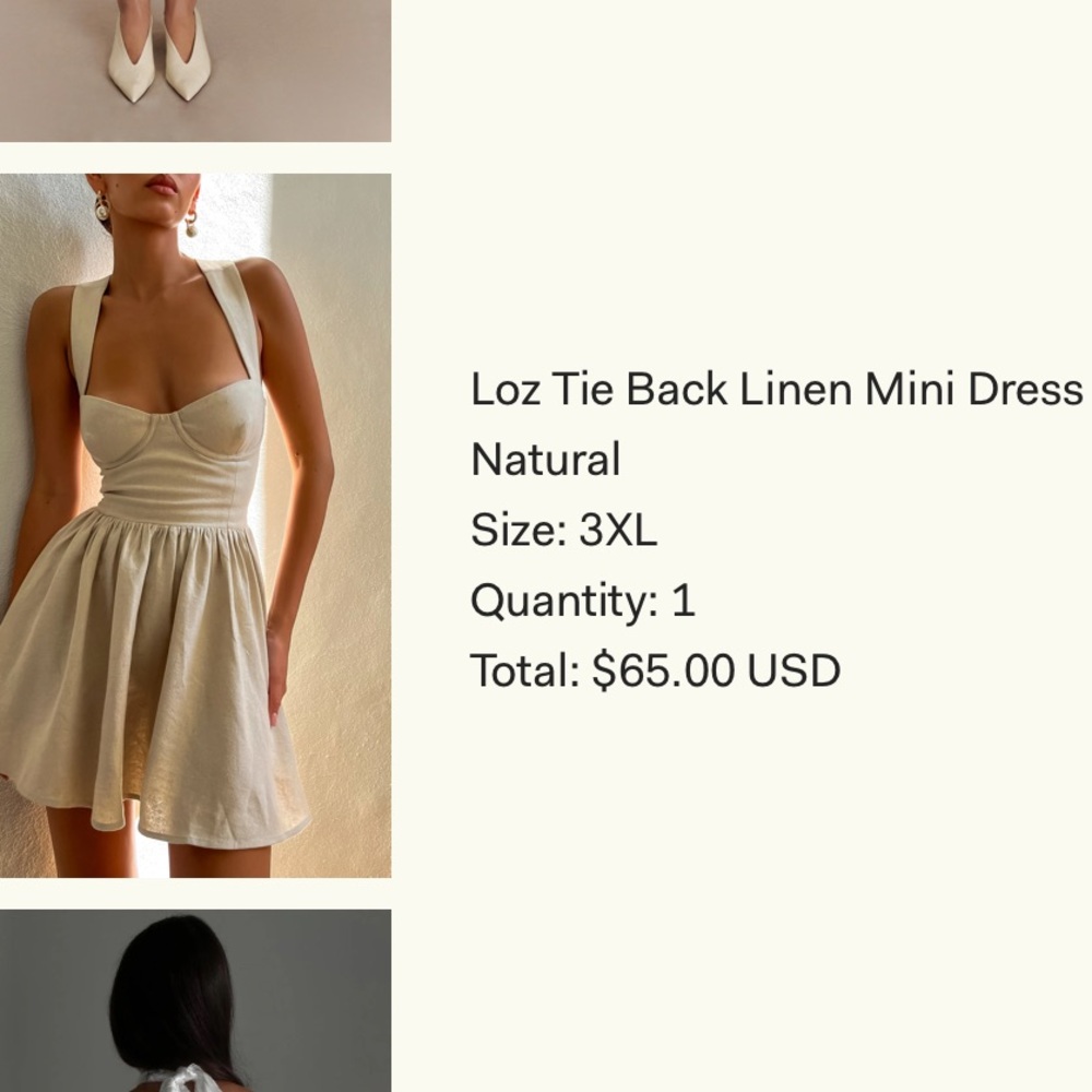 Linen backless, tie back dress